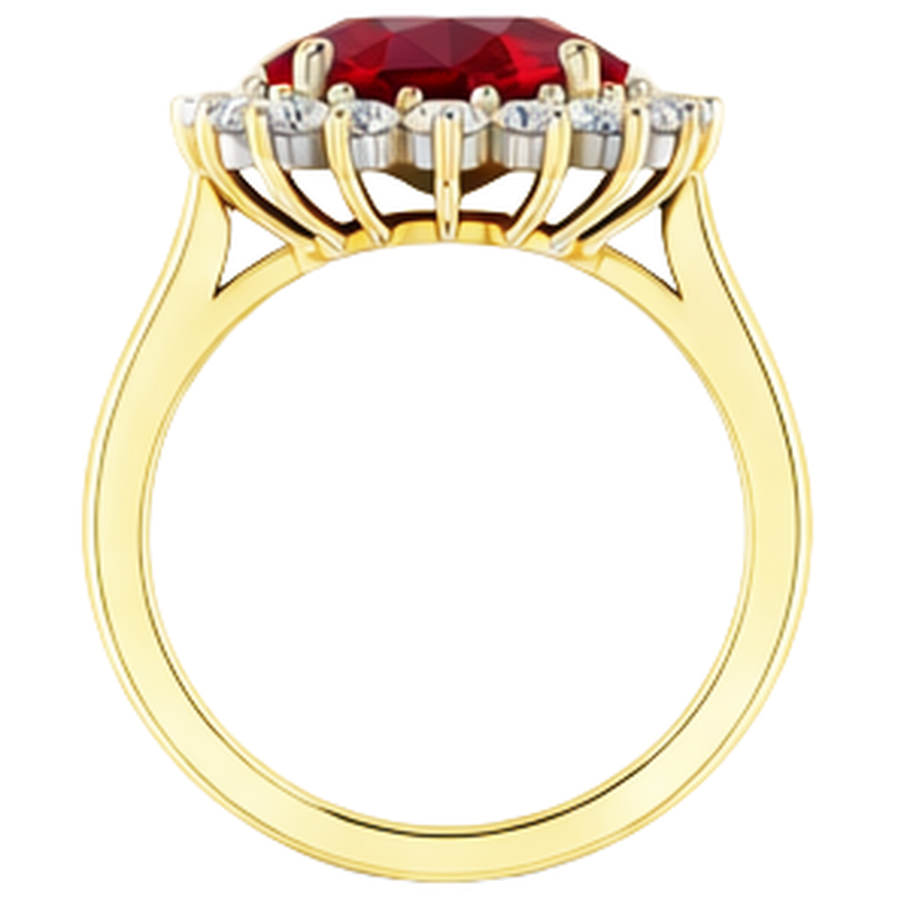 Oval Burma Ruby Natural Earth Mined Diamond ( Not Lab Grown ) Flower Style Ring 10.50 Carats Two Tone Gold