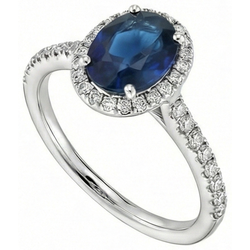 Oval Ceylon Sapphire Ring Natural Earth Mined Diamond ( Not Lab Grown ) Wedding White Gold 14K 2.75 Ct