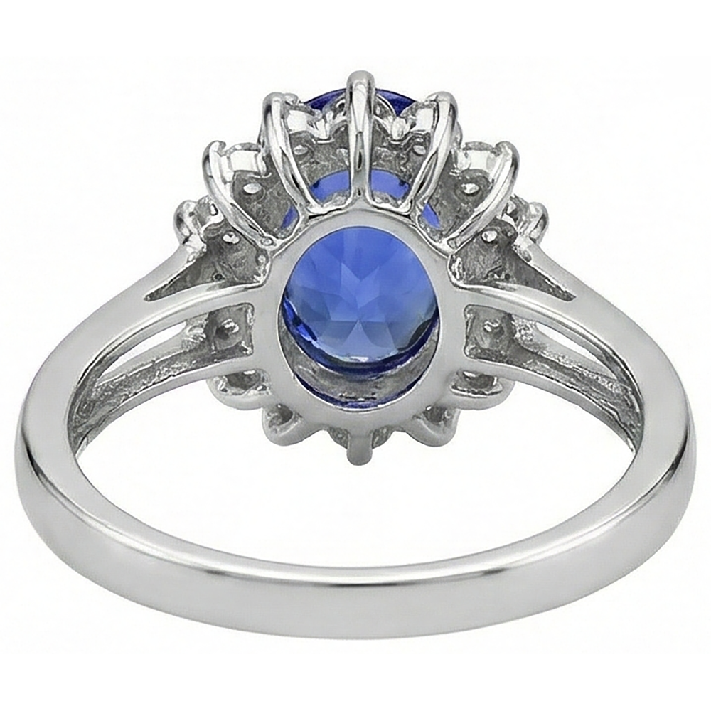 Oval Cut 22.75 Carats Tanzanite With Natural Earth Mined Diamond ( Not Lab Grown )s Ring White Gold 14K