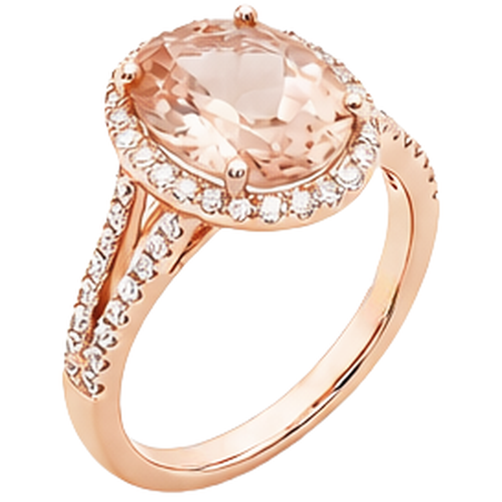 natural round morganite 33.75ct ring top view