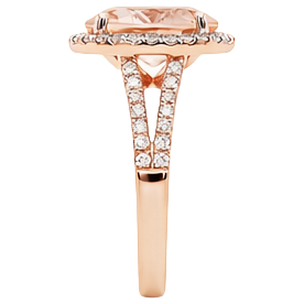 natural round morganite 33.75ct ring profile view