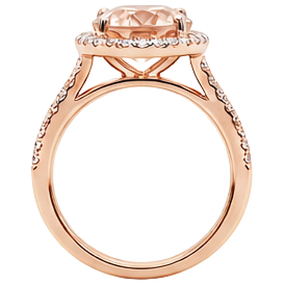 natural round morganite 33.75ct ring on white background