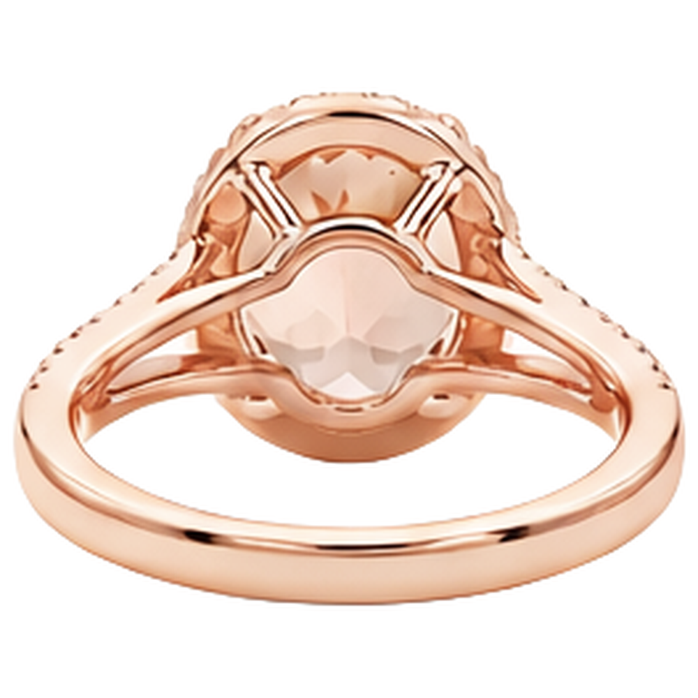 natural round morganite 33.75ct ring with diamond accents