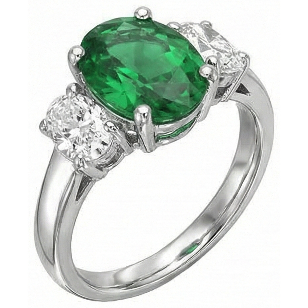 natural oval emerald 6.50ct ring close up detail