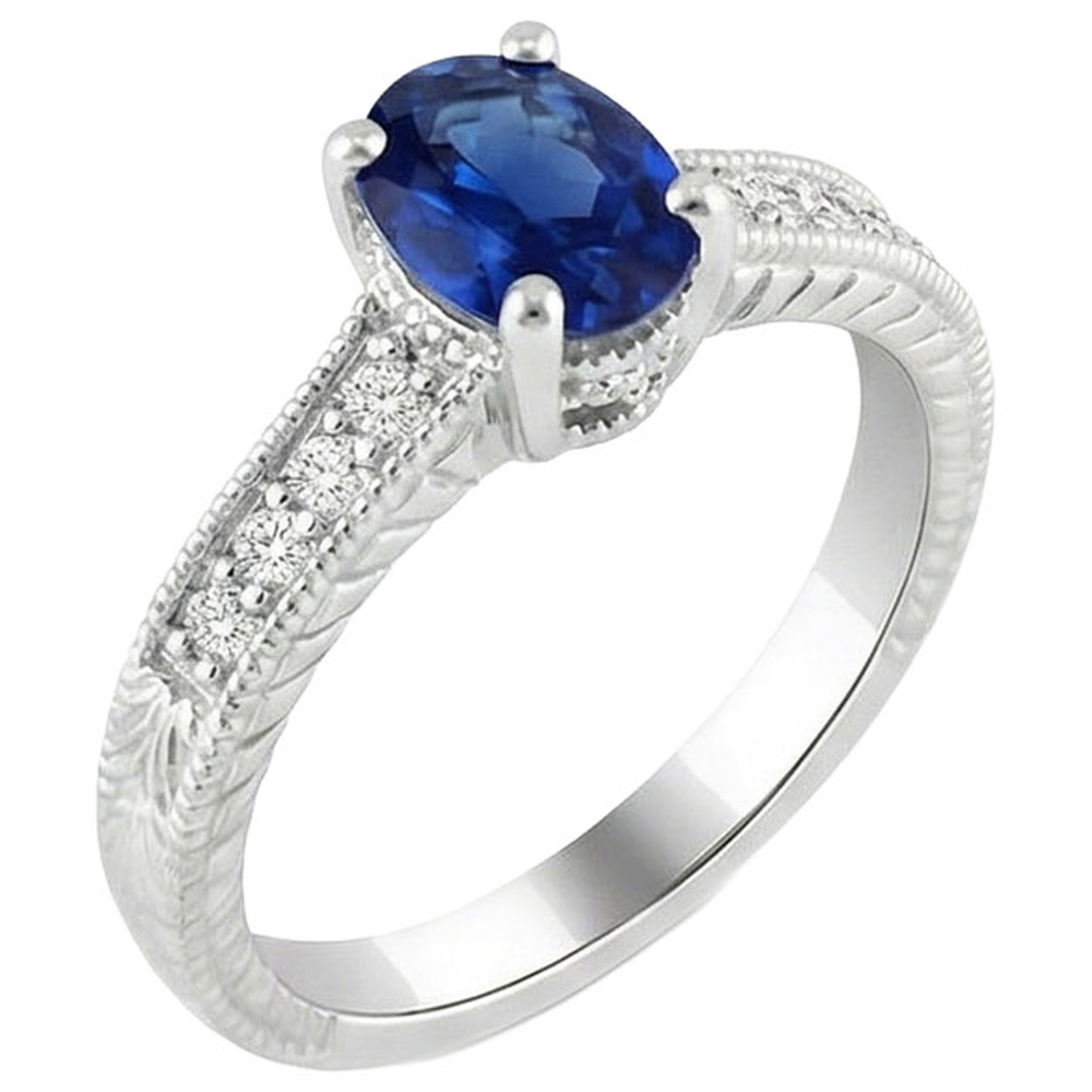 natural round sapphire 1.85ct ring front view