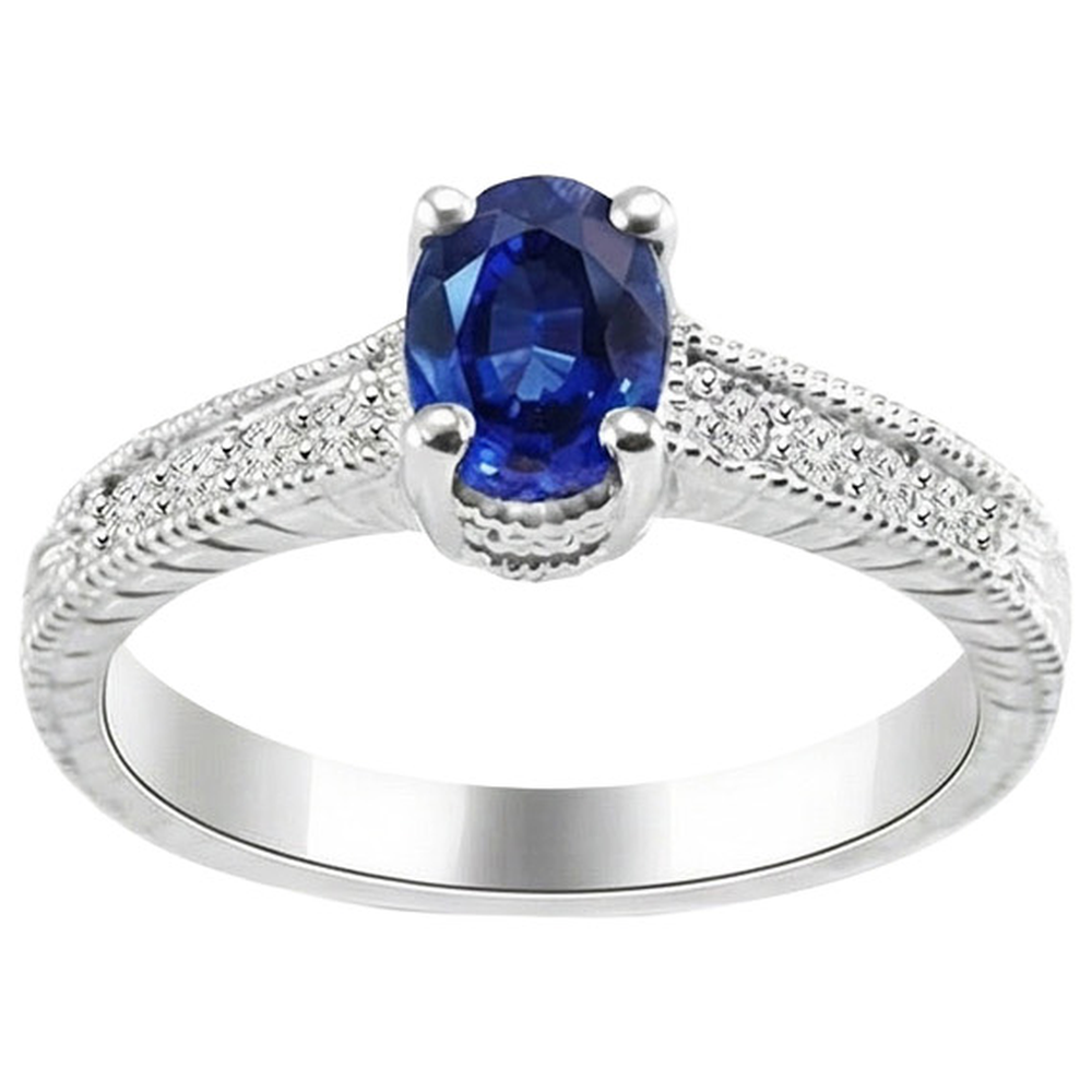 natural round sapphire 1.85ct ring close up detail