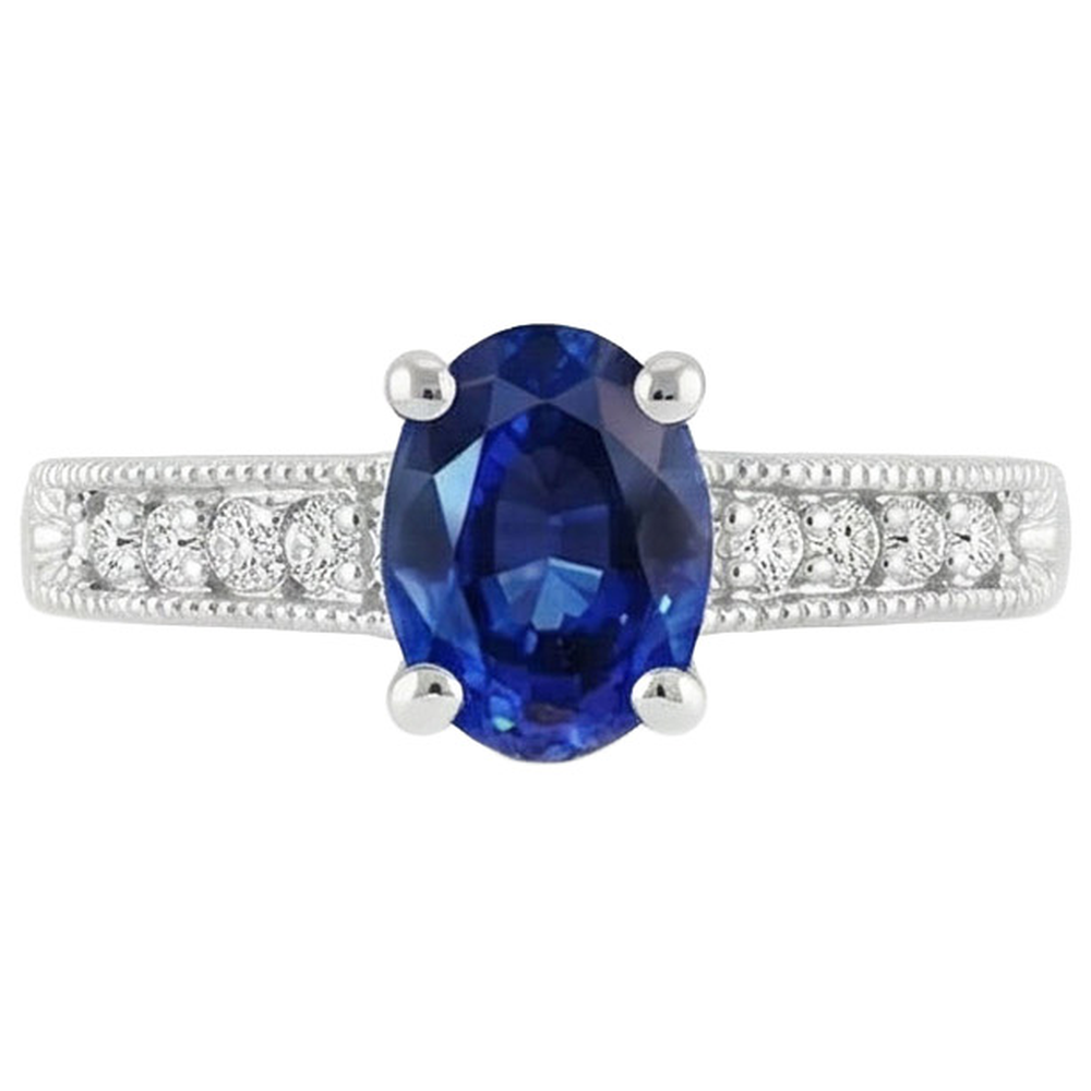 natural round sapphire 1.85ct ring side angle