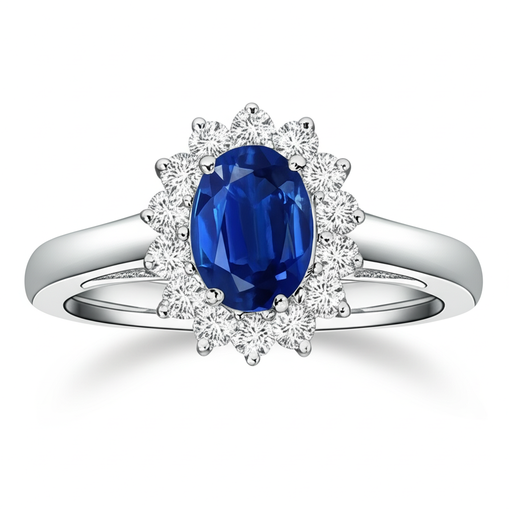 Oval Cut Burmese Sapphire Ring