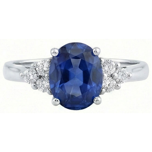 natural round sapphire 3.40ct ring side angle