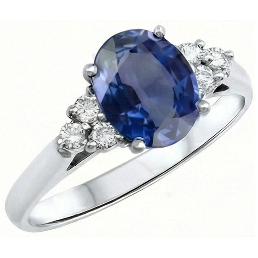natural round sapphire 3.40ct ring close up detail