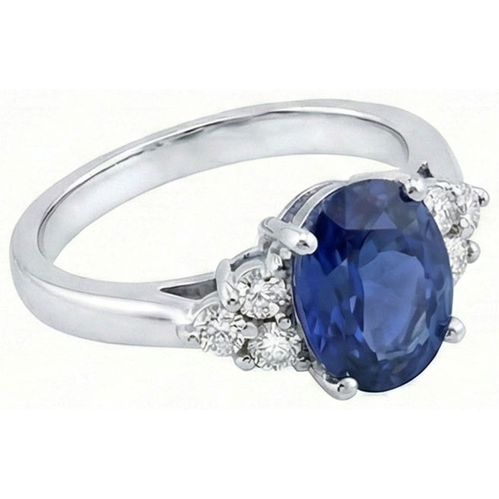 natural round sapphire 3.40ct ring top view
