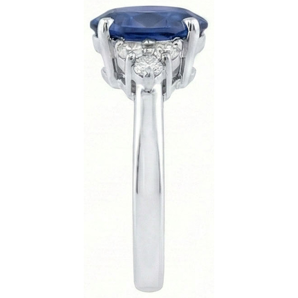 natural round sapphire 3.40ct ring profile view