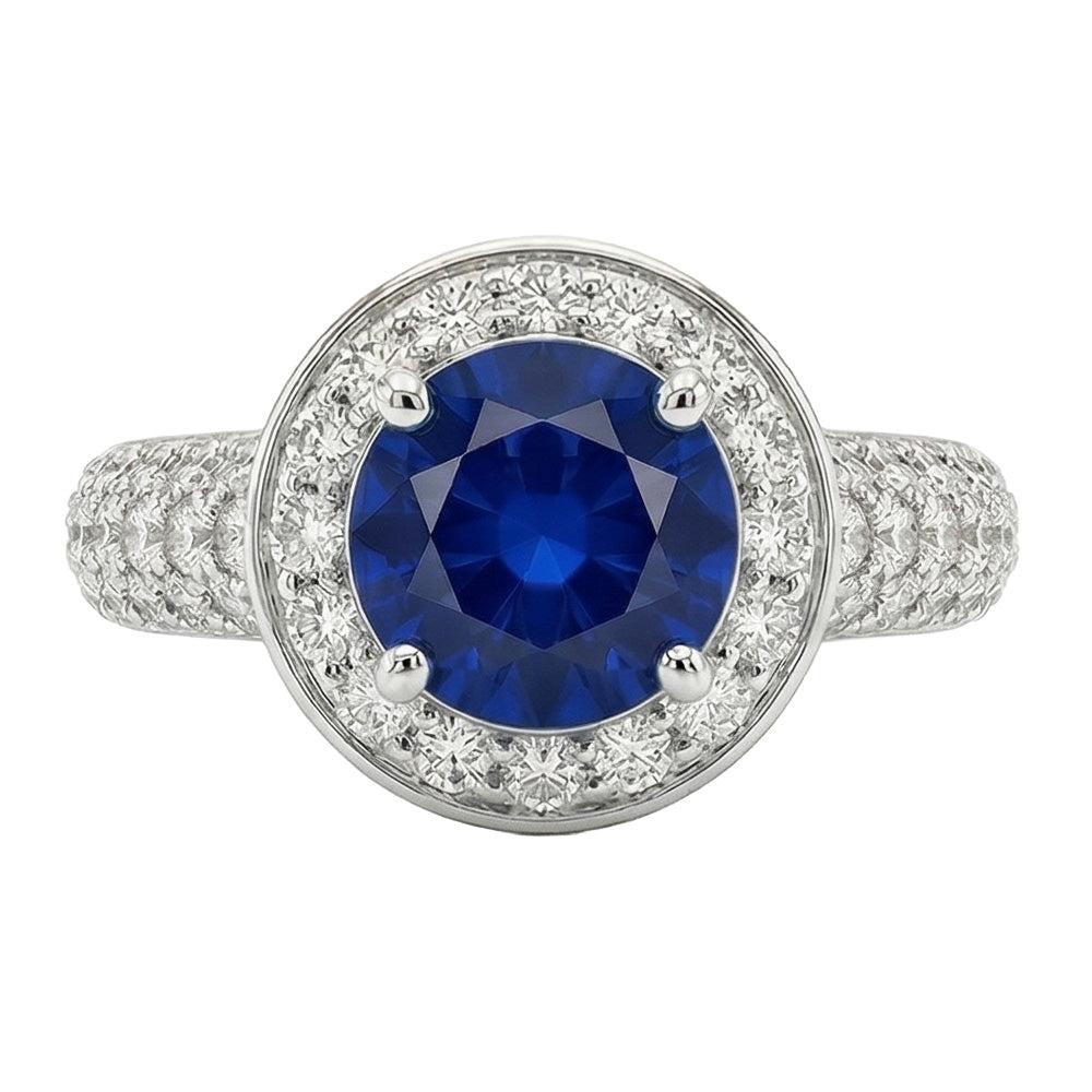 natural round sapphire 4ct ring side angle