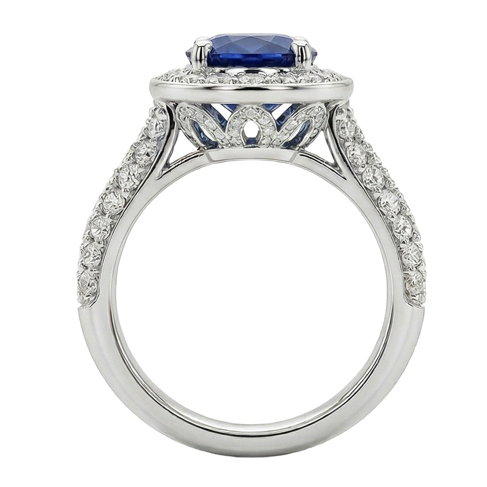 natural round sapphire 4ct ring top view