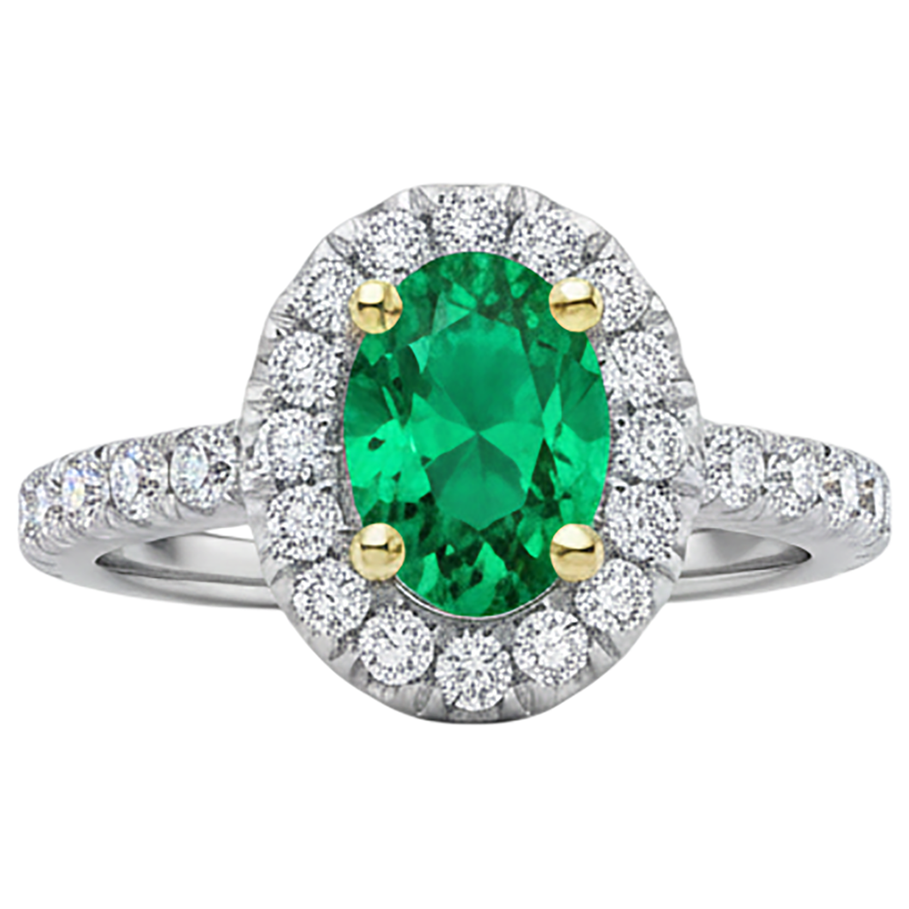 Real Colombian Emerald Precious Stone Ring 2.50 ct Two-Tone 14K Gold – side view