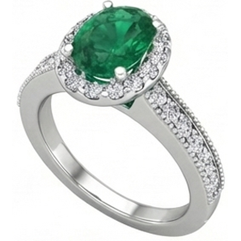 natural round emerald 4.75ct ring profile view