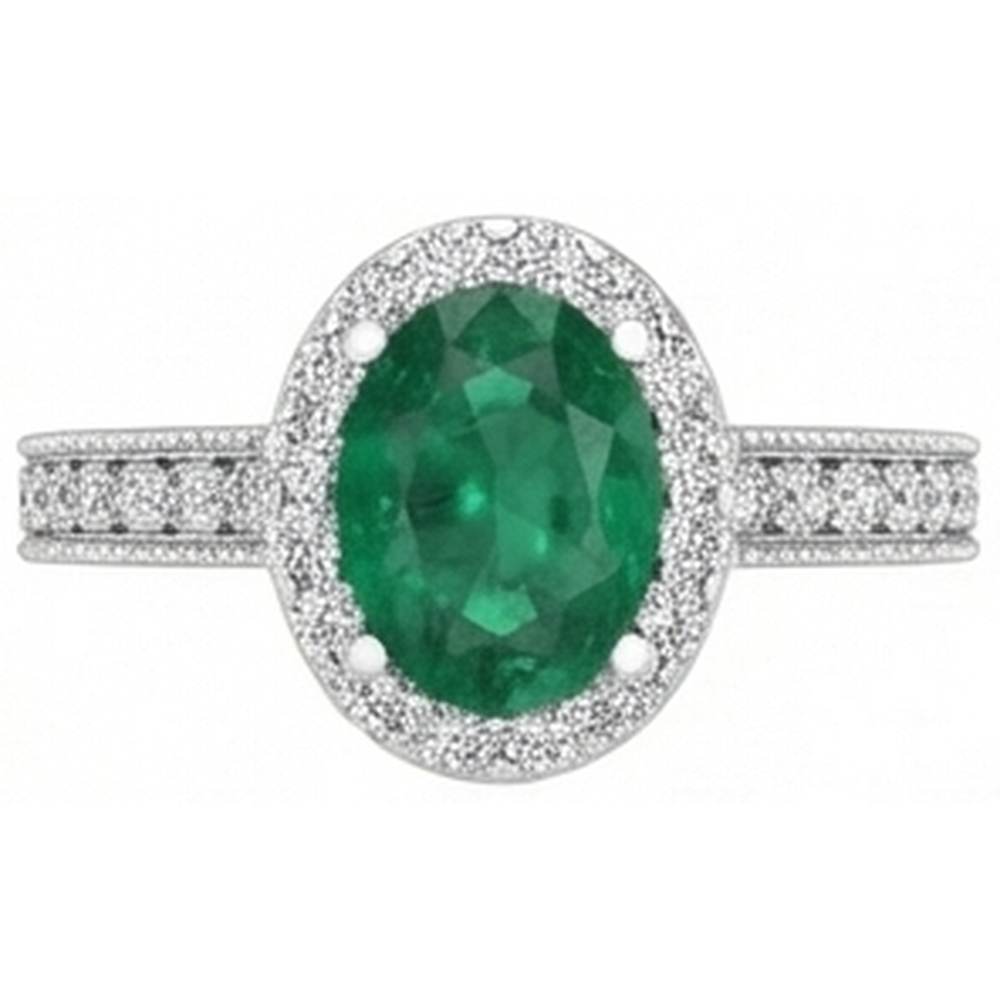 natural round emerald 4.75ct ring side angle