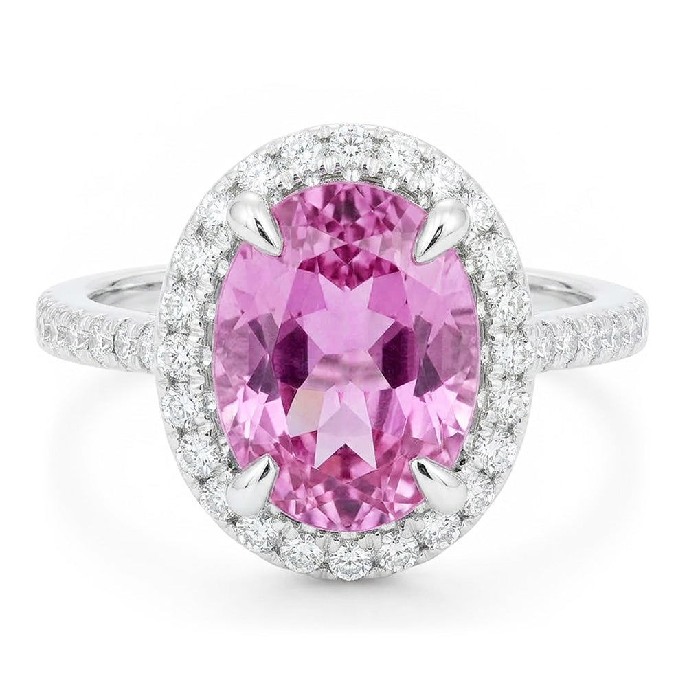 Oval Cut Kunzite With Natural Earth Mined Diamond ( Not Lab Grown )s 16.95 Carats Wedding Ring White Gold