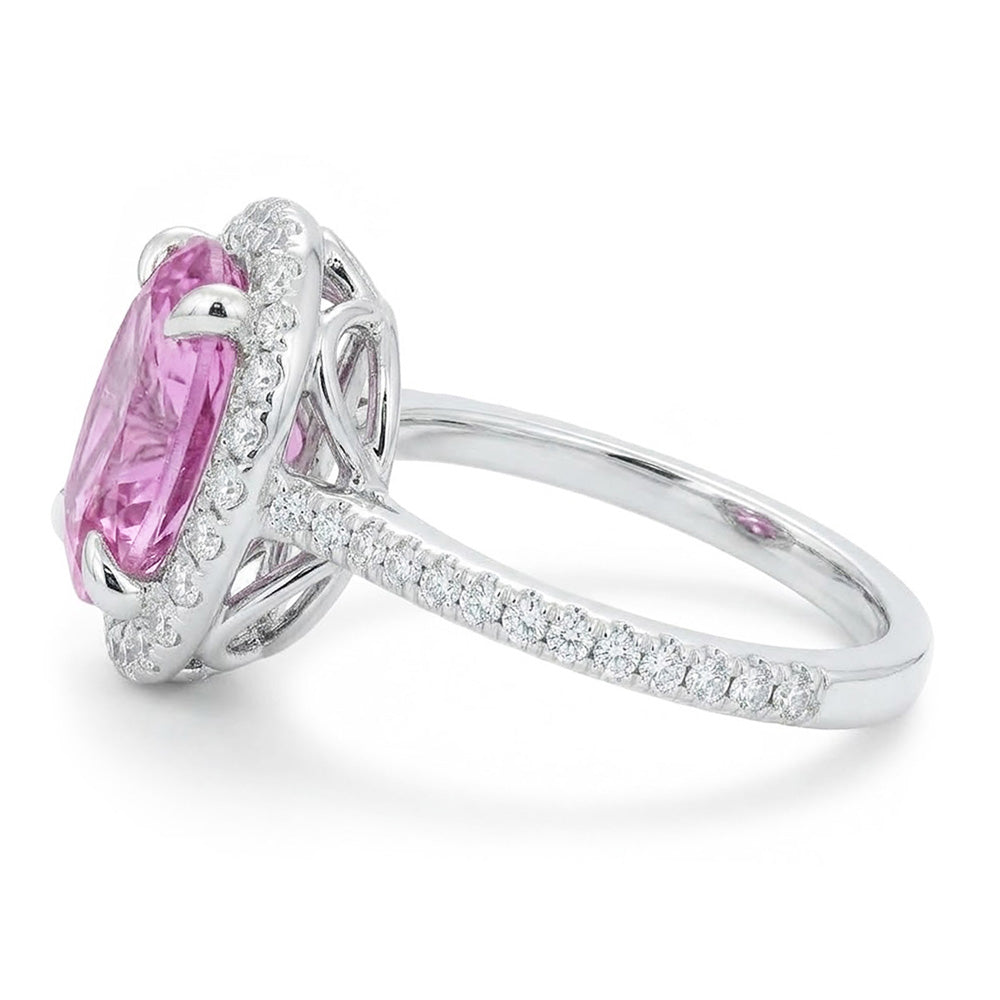 Oval Cut Kunzite With Natural Earth Mined Diamond ( Not Lab Grown )s 16.95 Carats Wedding Ring White Gold