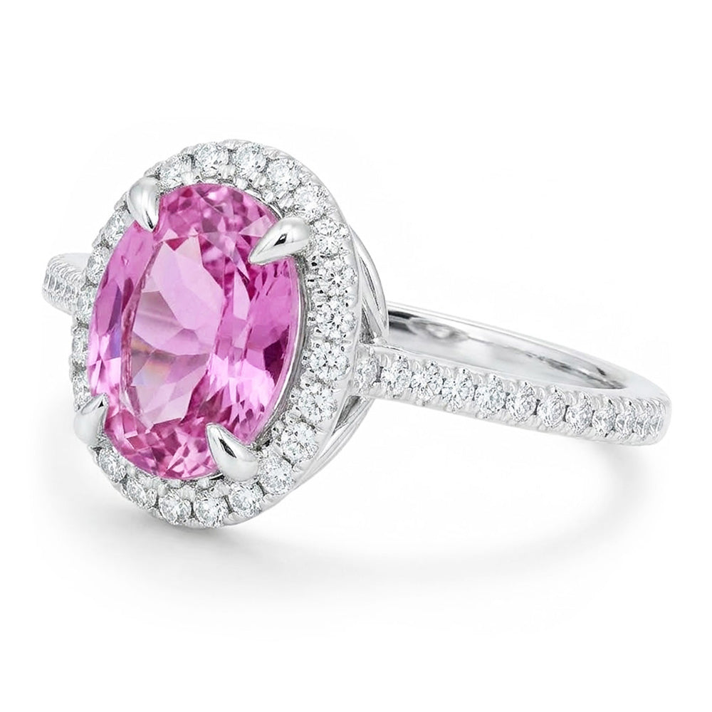 Oval Cut Kunzite With Natural Earth Mined Diamond ( Not Lab Grown )s 16.95 Carats Wedding Ring White Gold