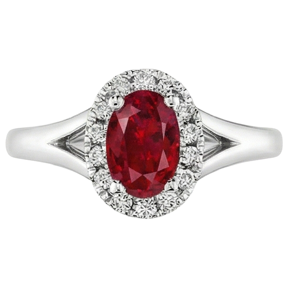 natural round ruby 3.25ct ring front view