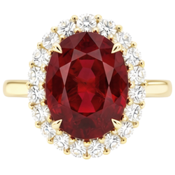 Oval Cut Red Ruby With Round Natural Earth Mined Diamond ( Not Lab Grown ) Ring 5.35 Carats Gold 14K