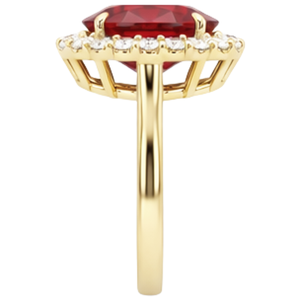 Oval Cut Red Ruby With Round Natural Earth Mined Diamond ( Not Lab Grown ) Ring 5.35 Carats Gold 14K