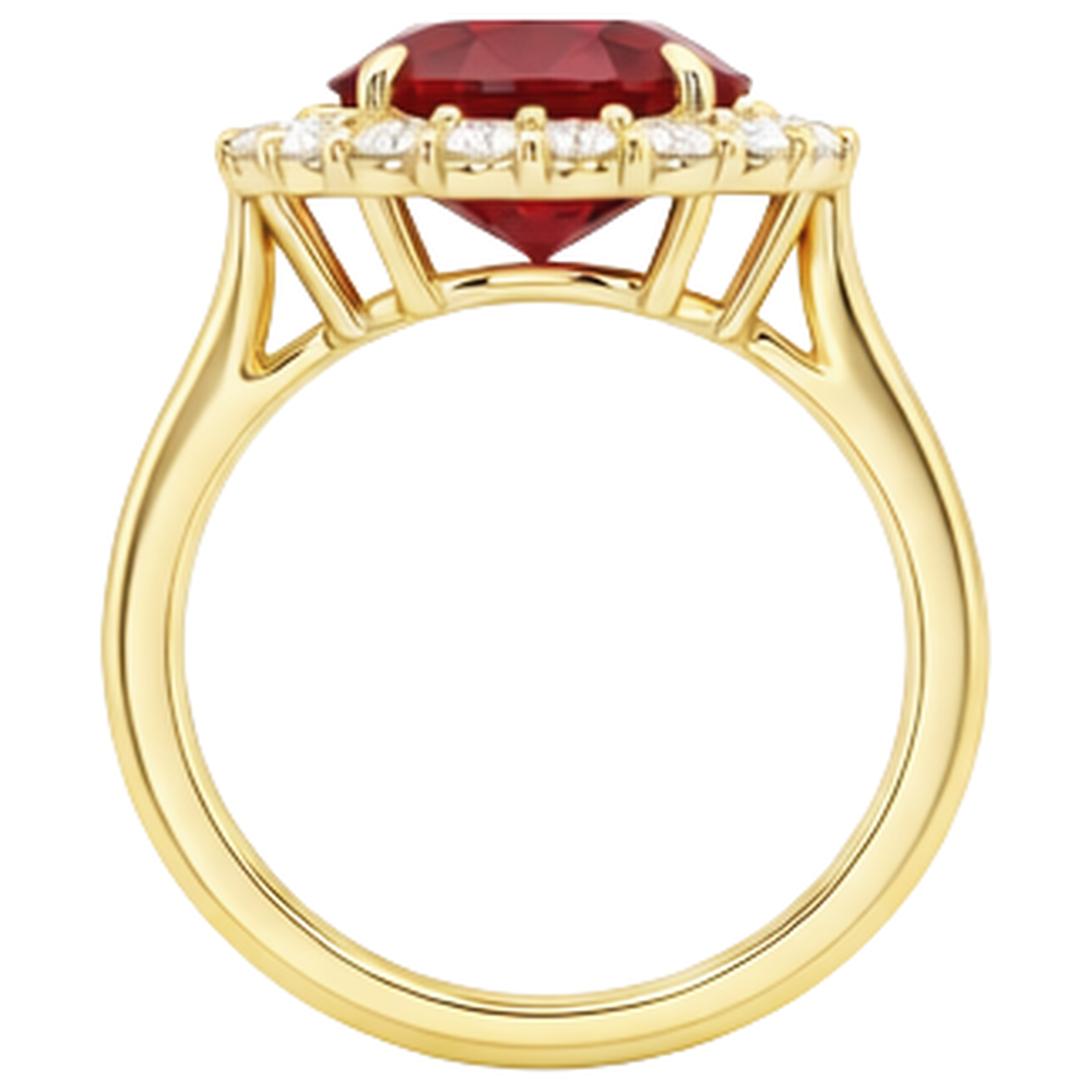 Oval Cut Red Ruby With Round Natural Earth Mined Diamond ( Not Lab Grown ) Ring 5.35 Carats Gold 14K