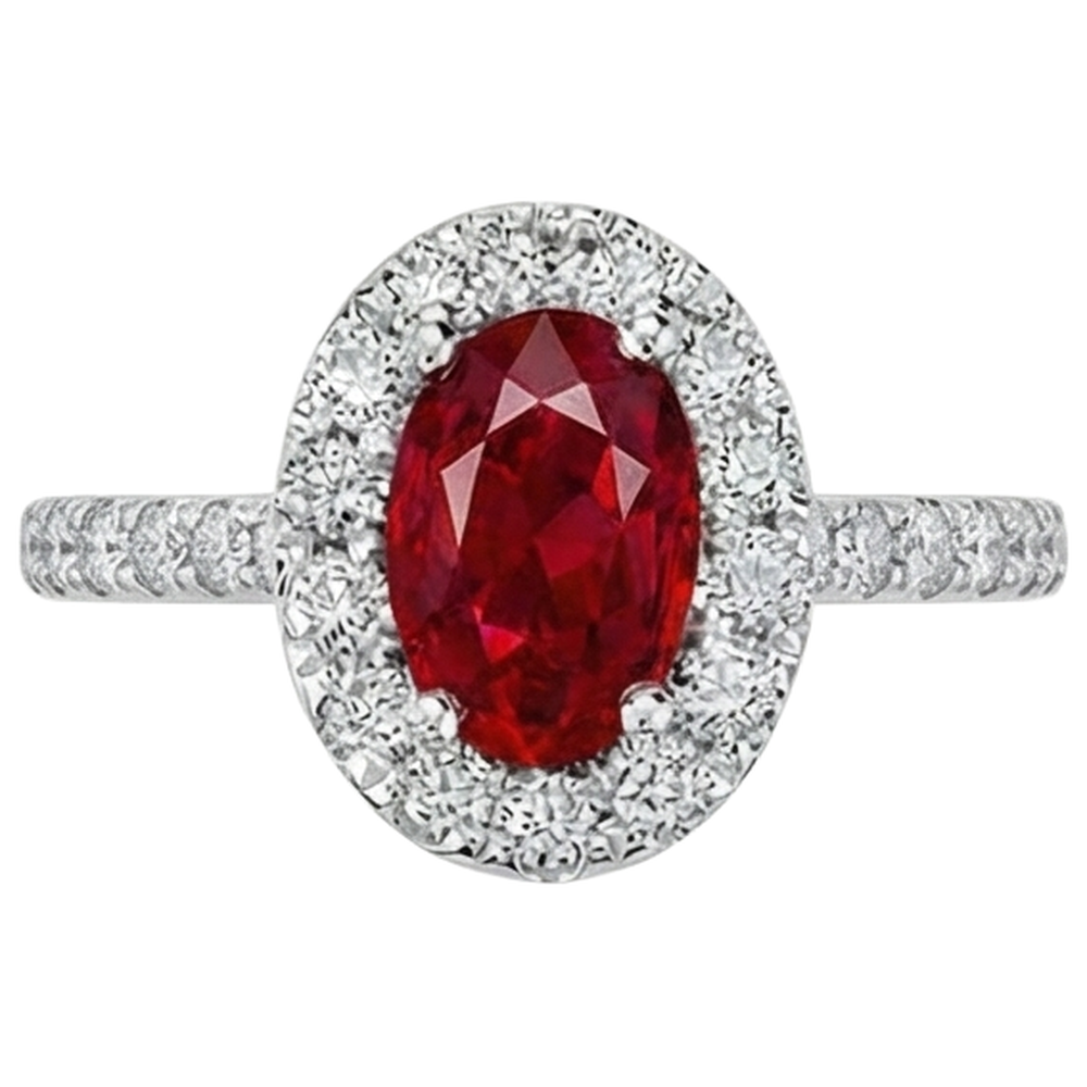 natural round ruby 4ct ring front view