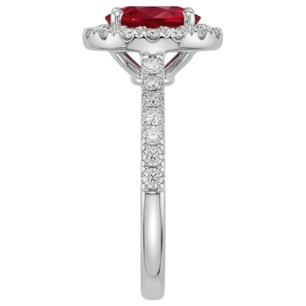 natural round ruby 4ct ring profile view