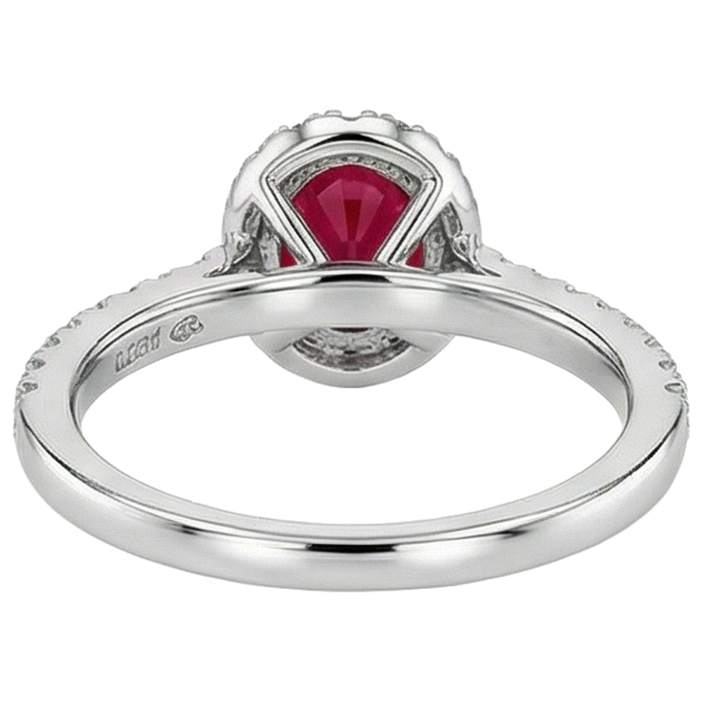 natural round ruby 4ct ring on white background