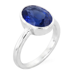 Oval Cut Sapphire Solitaire Ring Bezel Set 2 Carats Ladies Jewelry