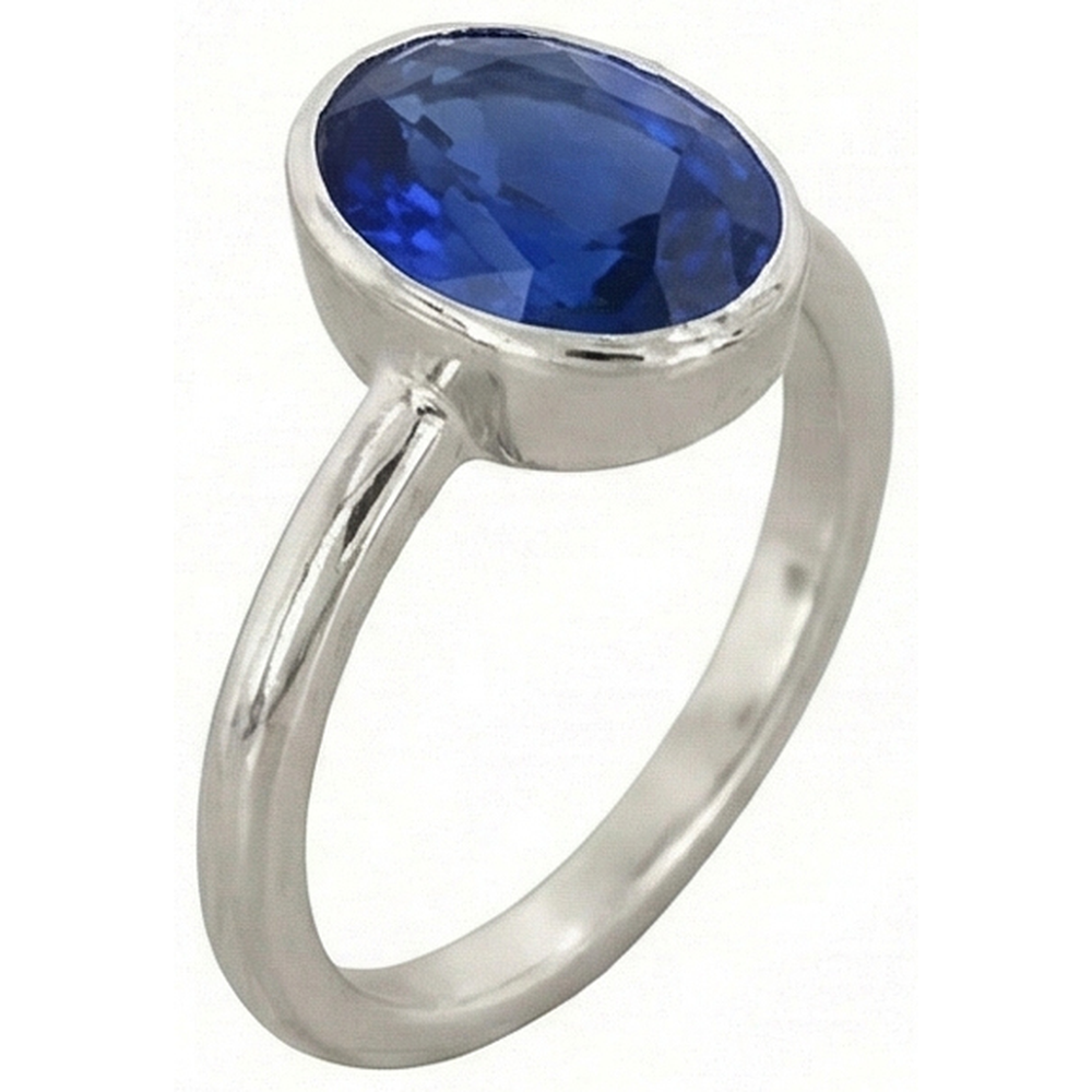 Oval Cut Sapphire Solitaire Ring Bezel Set 2 Carats Ladies Jewelry
