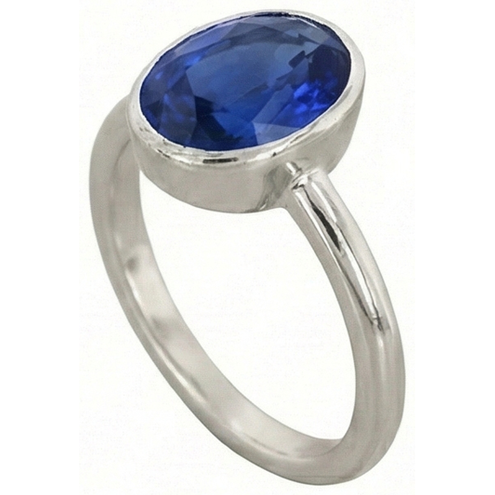 Oval Cut Sapphire Solitaire Ring Bezel Set 2 Carats Ladies Jewelry
