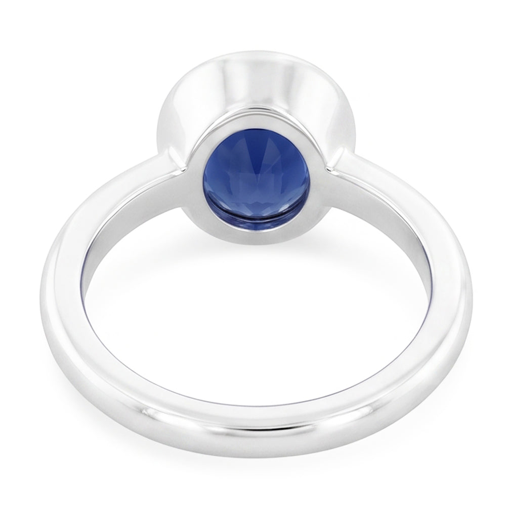 Oval Cut Sapphire Solitaire Ring Bezel Set 2 Carats Ladies Jewelry