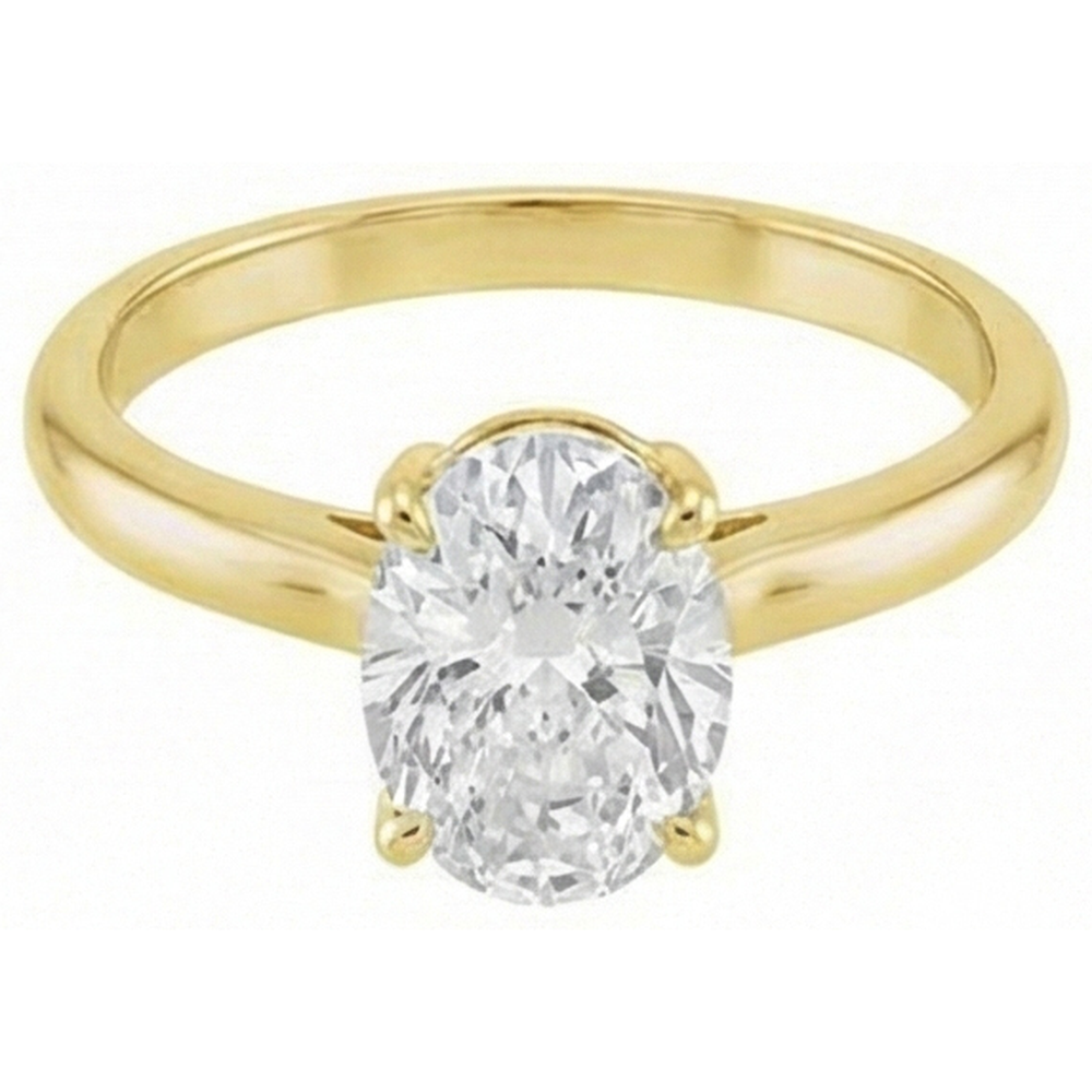 Diamond Solitaire Engagement Ring 4-ct 14K Yellow Gold – side view