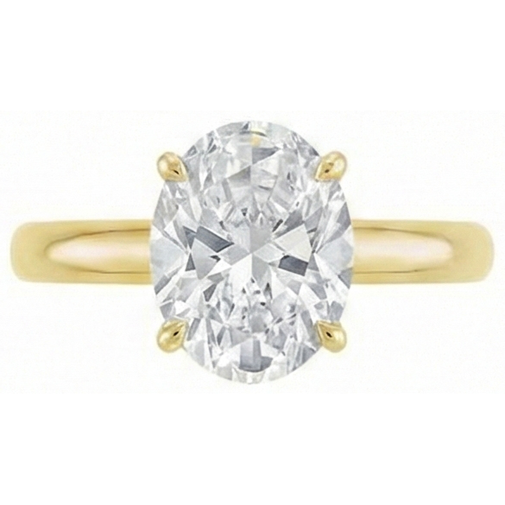 Real Diamond Solitaire Engagement Ring 4 ct 14K Yellow Gold – profile view