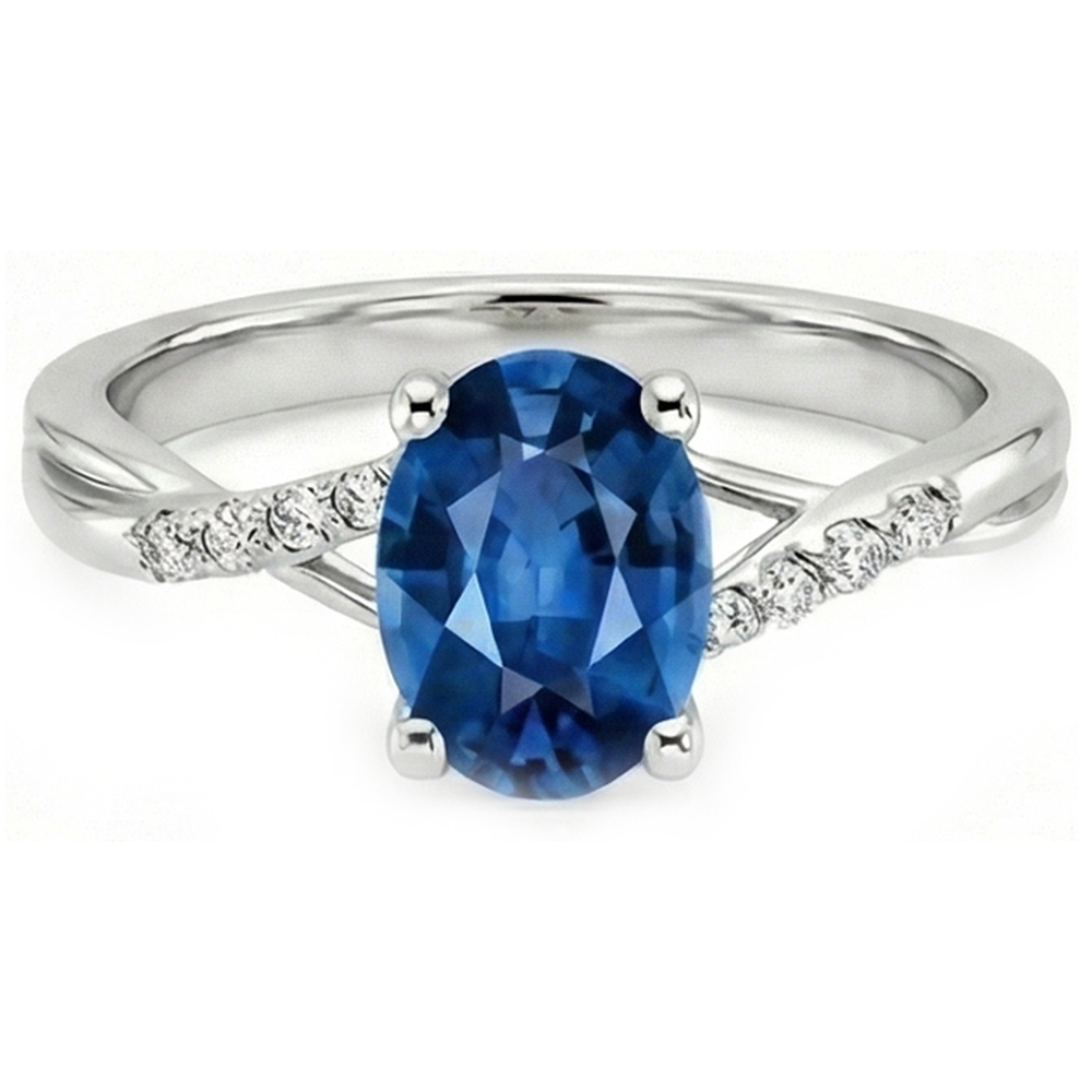 Oval Cut Solitaire Sapphire Engagement Ring