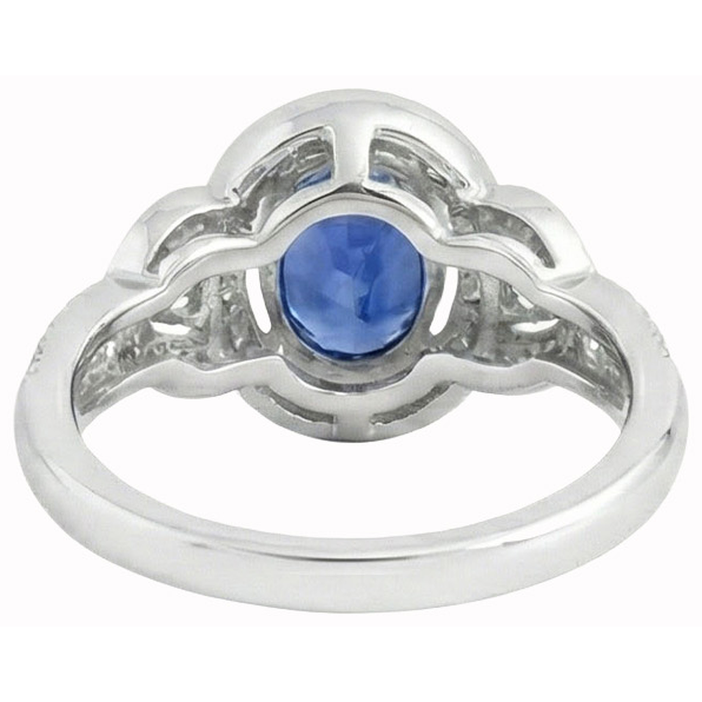 natural round sapphire 3ct ring on white background