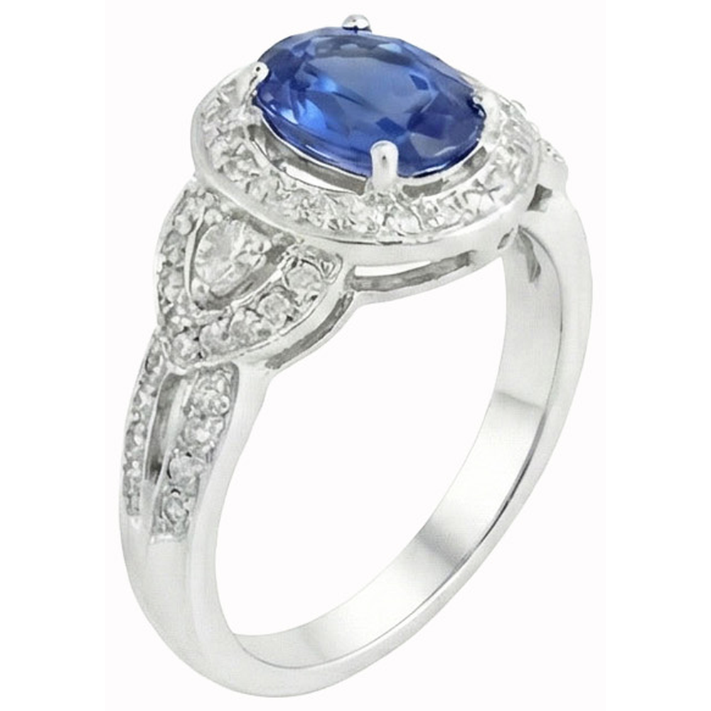 natural round sapphire 3ct ring front view