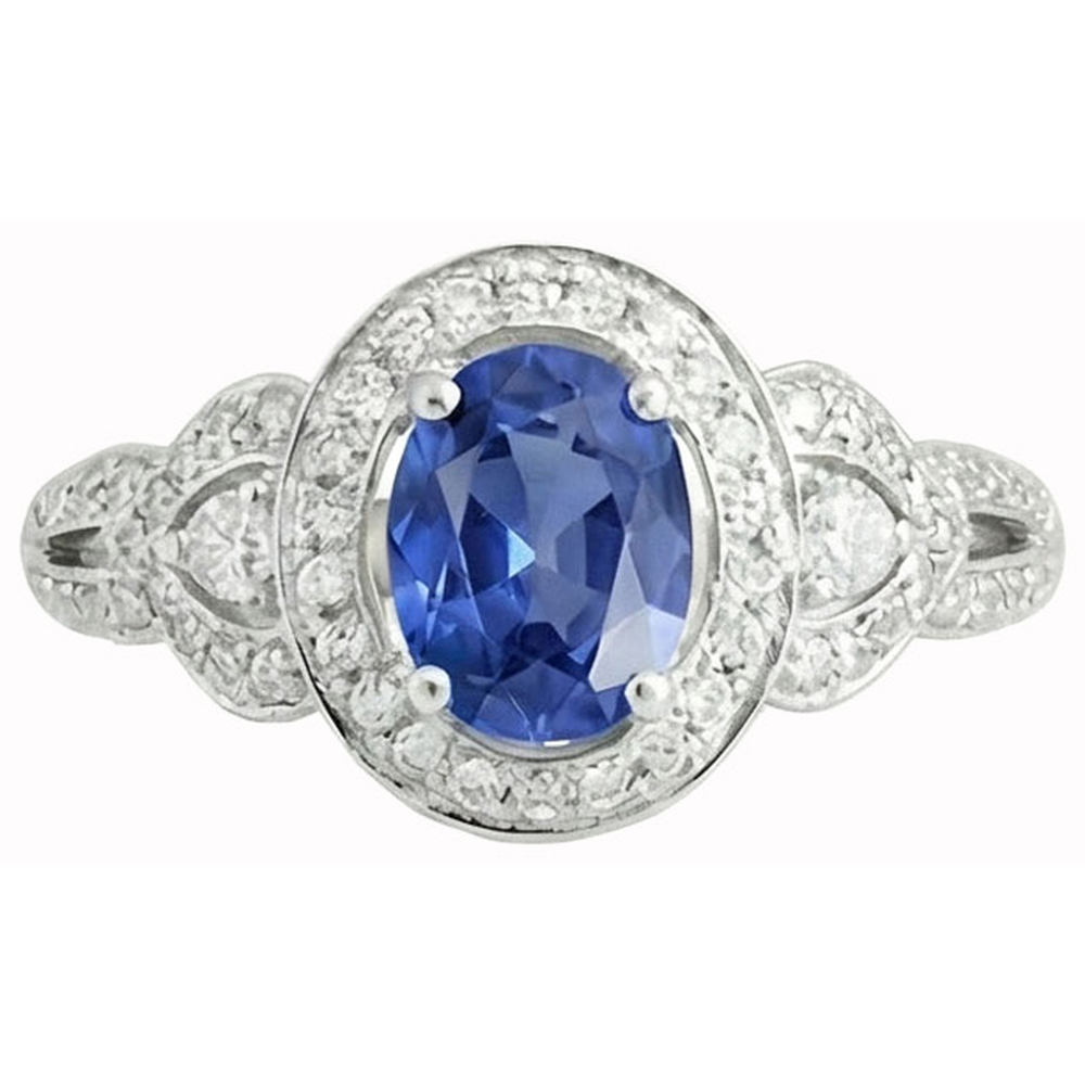 natural round sapphire 3ct ring top view
