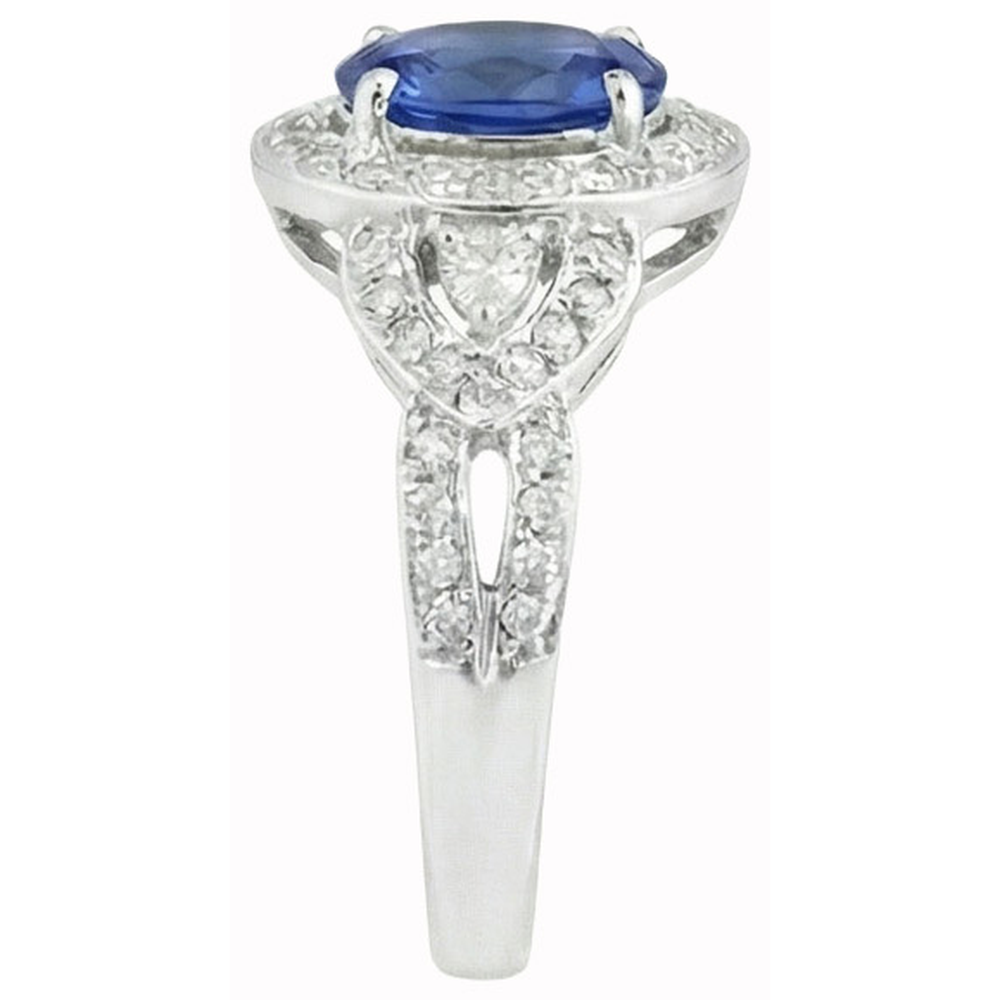 natural round sapphire 3ct ring profile view
