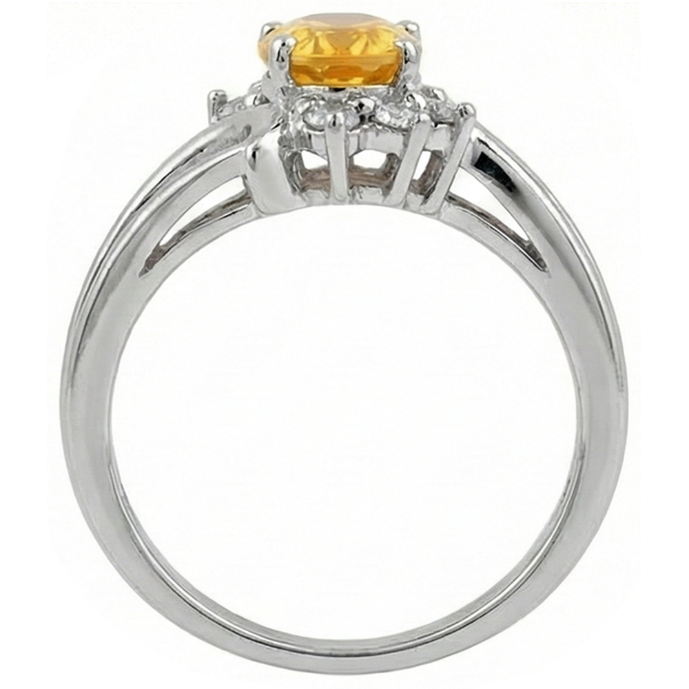 Oval Cut Yellow Sapphire And Round Natural Earth Mined Diamond ( Not Lab Grown )s Wedding Ring Gold 14K