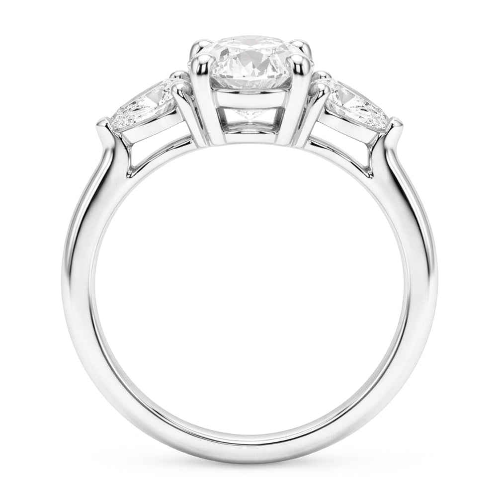 Oval Diamond 3-Stone Ring in 14 Karat White Gold – 4.50 ct