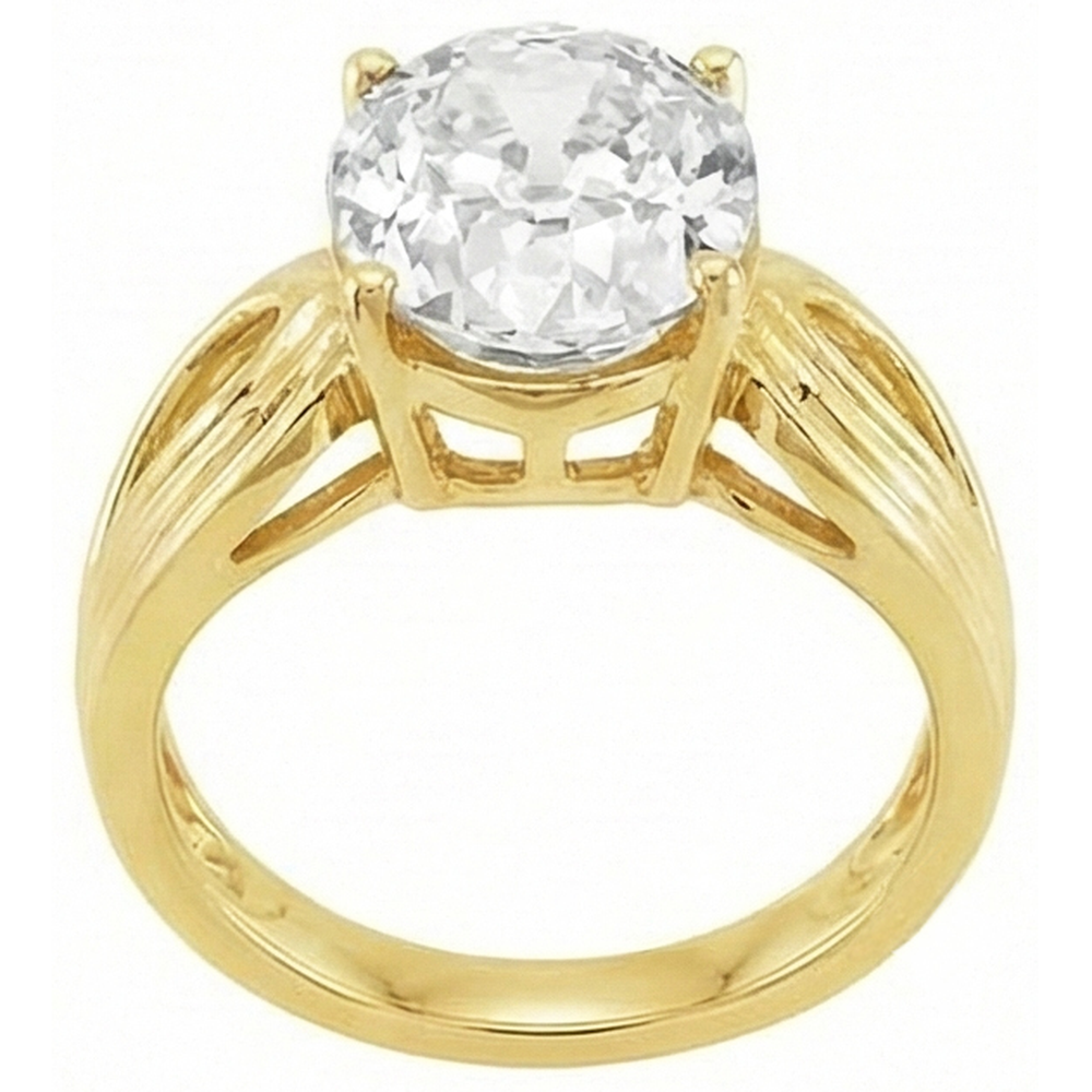 Single Stone Ring 14K Yellow Gold with Brilliant Diamond – side view