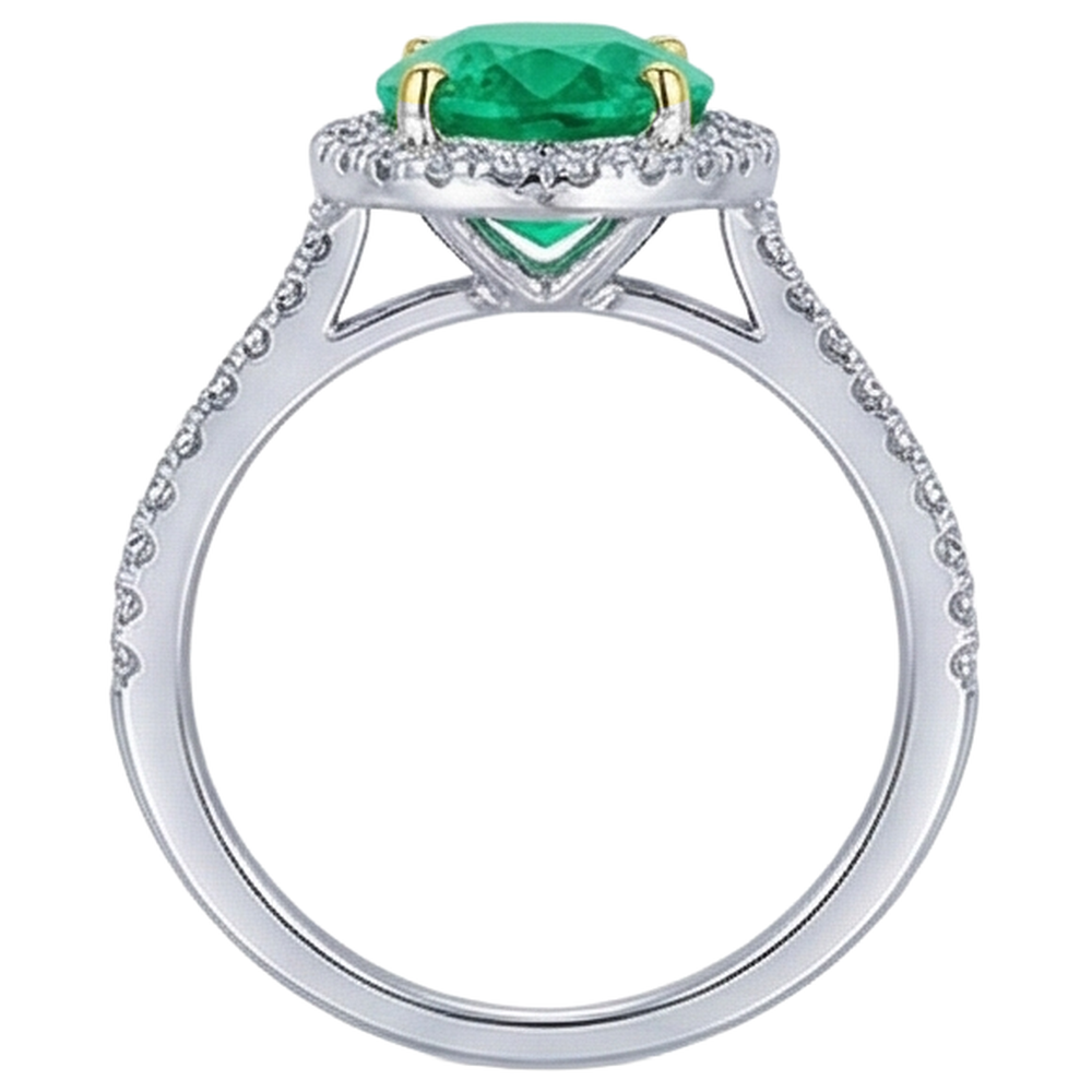 Fine Emerald Gemstone Ring 3.50-ct 14 Karat Two Tone Gold – back view