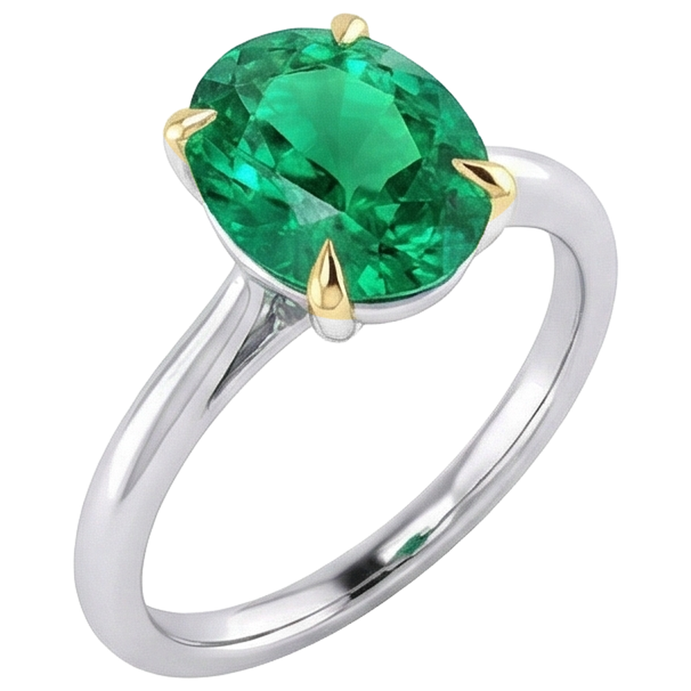 Genuine Fine Emerald Colored Stone Ring – side view