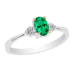 Luxury Emerald Colored Stone Ring – 2 ct Two-Tone 14K Gold
