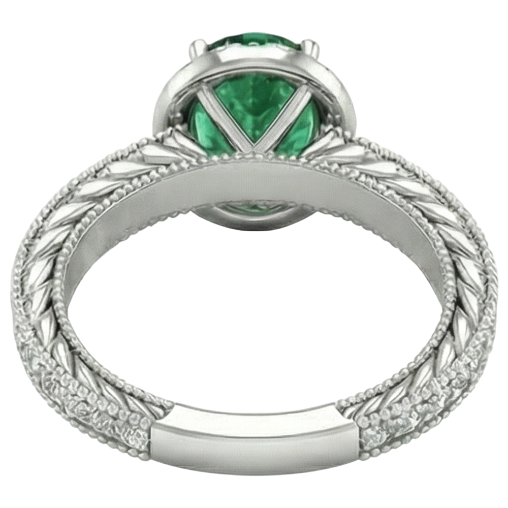 natural round emerald 3.50ct ring with diamond accents