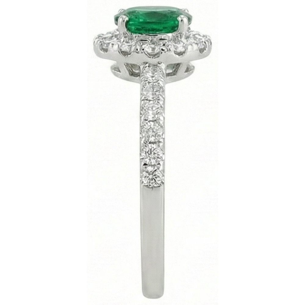 natural round emerald 3.85ct ring profile view